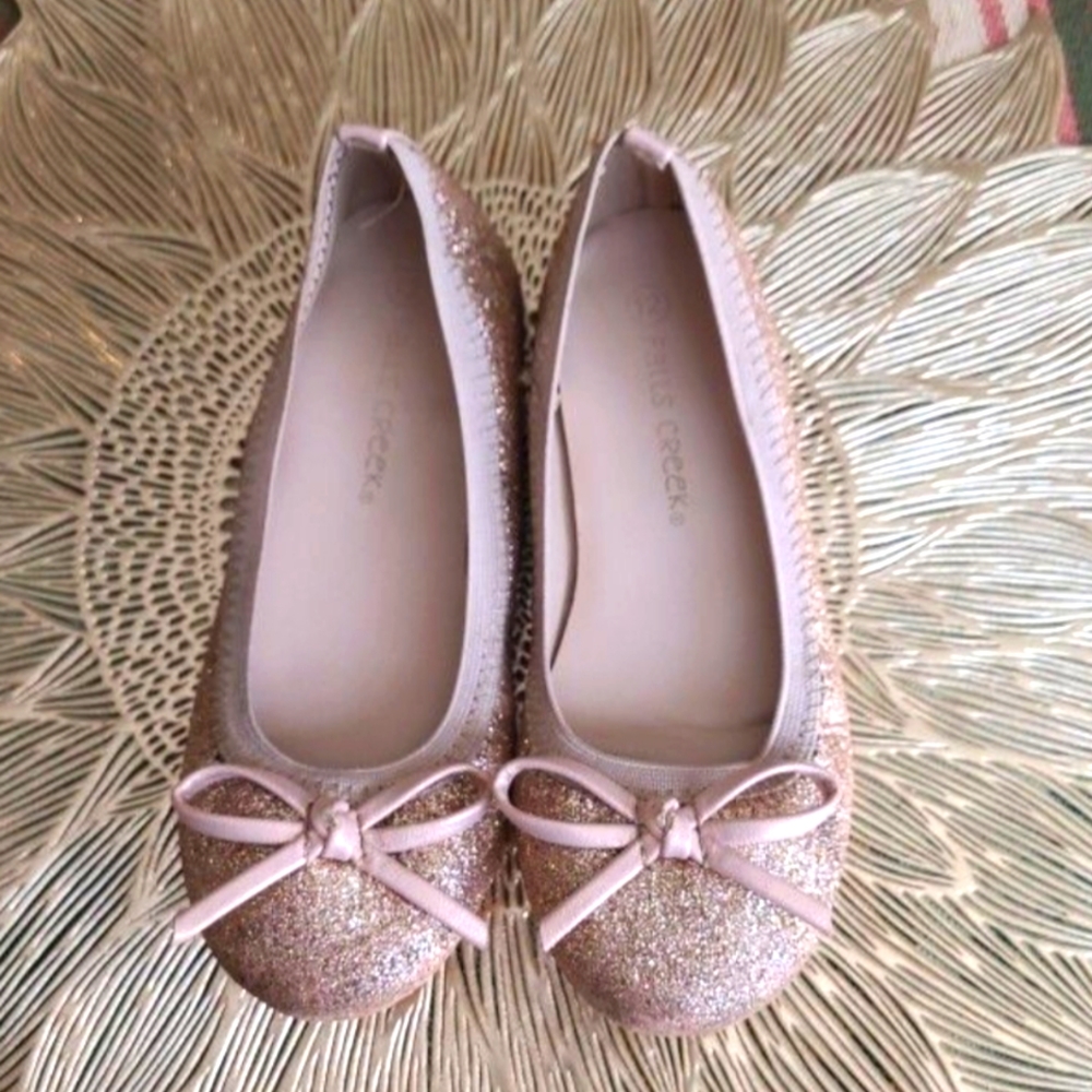 Falls Creek Rose Gold Sparkly Ballet Flats size 12